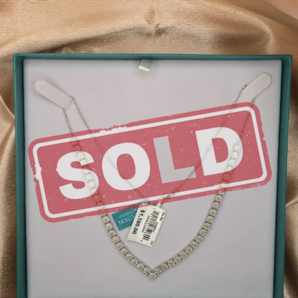 Brand new sterling silver and diamonds necklace